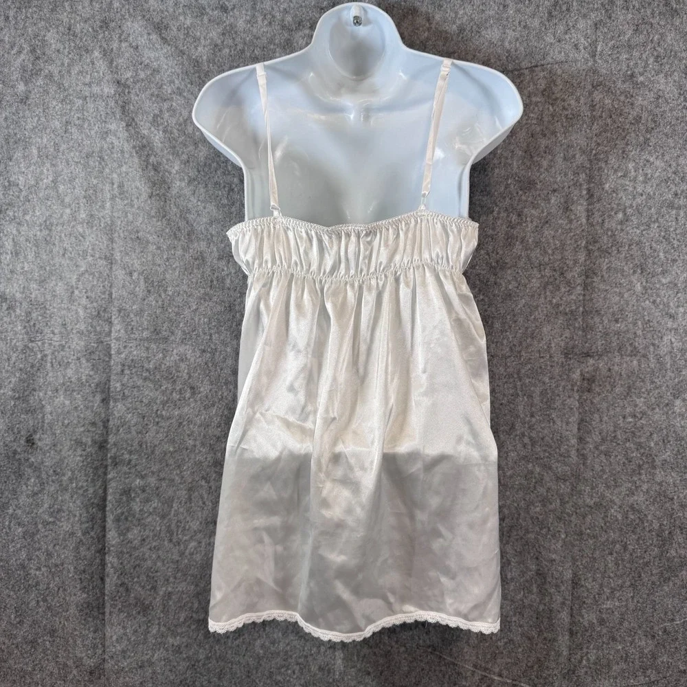 Vtg Cinema Etoile Lingerie White Lace Nightgown Bridal Satin Slip Chemise Small